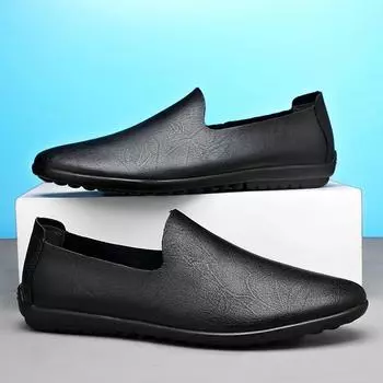 New Summer Casual Shoes Men Loafers Elegantes Lightweight Male Driving Shoes Non-slip Business Flats Classic Moccasins Loafer 37 чёрный