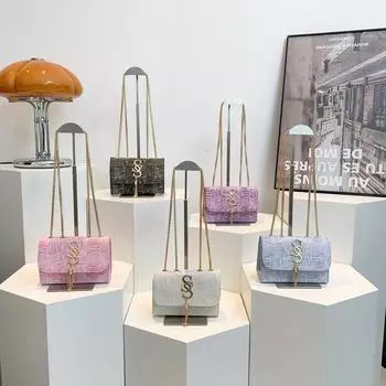 New Summer Chain One-shoulder Crossbody Bag Simple and Fashionable High-value Niche Design Tassel Small Square Bag