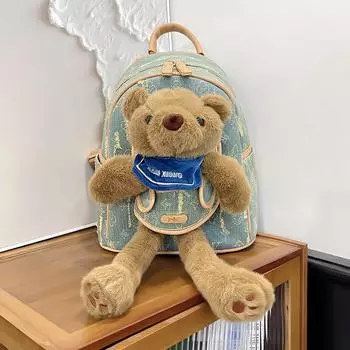 New summer cute bear doll backpack retro high-end backpack fashion cute bag