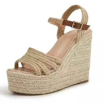 Новые летние эспадрильи на платформе с танкеткой, модные удобные женские туфли на толстой платформе для отдыха, сандалии 36