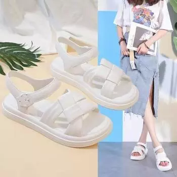 New Summer Fashion Sandals Temperament Outwear Soft Sole Sandals Slippers Non Slip Flat Beach Women s Shoes Sandalias De Mujer 36 чёрный