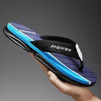 New summer flip-flops men s casual beach shoes men s pinch sandals home non-slip 39 черный серый