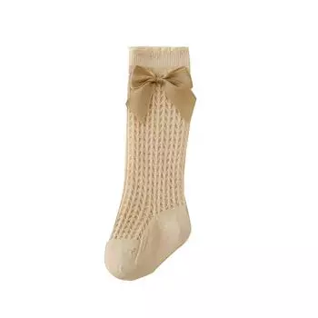 New Summer Infant Baby Socks Girls Newborn Mather Kids Cute Children s High Knee Bow Socks Toddler Non Slip Long Socks Cotton 0-1 Years (S)