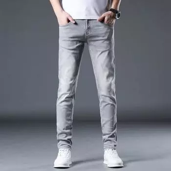 New Summer Jeans Slim Soot Ash Feet Stretch Casual Long Pants for Men 28