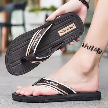 New Summer Men s Flip-flops Size 40-45 Simple Versatile Mixed Color Striped Slippers Outdoor Non-slip Comfortable Male Sandals 40 чёрный