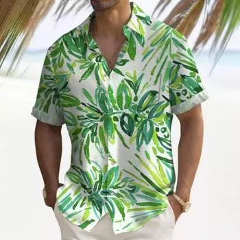 New Summer Men s Shirt 3d Beach Flower Print Hawaiian Shirts For Men Beach Casual Short Sleeve Shirts Loose Oversized Man Tops S