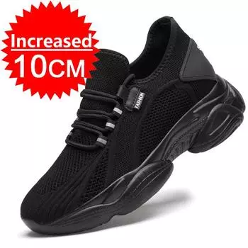 New Summer Men Sneakers 8CM Elevator Shoes Hidden Height Increasing Shoes For Men 10CM Casual Sport Breathable Heightening Shoes 36