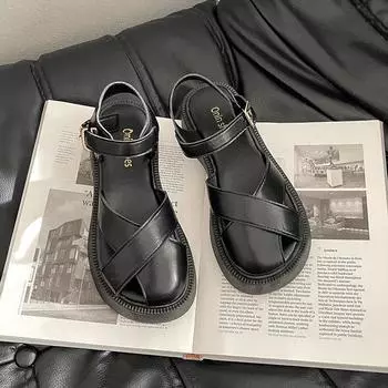 New summer new thick-soled beach Roman shoes women s hollowed-out skirt muffin non-slip sandals women 35