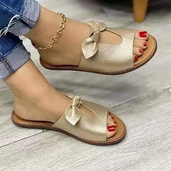 New Summer New Women Leisure Fashion Bow Flat Sandals Sandals Comfortable Soft Bottom Women s Breathable Beach Sandals 36