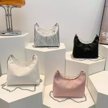 New Summer Niche Beaded Handbag One-shoulder Crossbody Bag Chain Small Bag Women Korean Style Women Bucket Bag