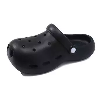 New summer outer slippers non-slip beach sandals thick-soled bag head hole shoes straight hair 36-37 чёрный