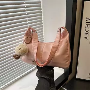 New Summer Retro Large Capacity Beautiful Underarm Tote Bag for Women s Bag Solid Color Personalized Trendy One-shoulder Crossbody Bag Without pendant