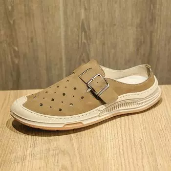 Новые летние сандалии для мужчин Оригинальные тапочки Комфортные сандалии-мюли Высококачественная нескользящая офисная обувь Мужская повседневная обувь ручной работы 39 серый