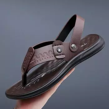 Новые летние сандалии мужские повседневные пляжные модные уличные сандалии верхняя одежда тапочки двойного назначения 38 чёрный