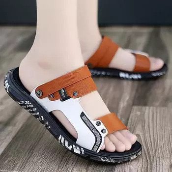 Новые летние сандалии мужские повседневные пляжные модные уличные сандалии тапочки двойного назначения 38 белый