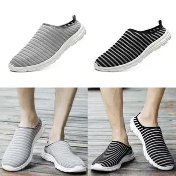 New Summer Slippers Men Hollow Out Breathable Beach Flip Flops Unisex Casual Slip-on Flats Sandals Men Shoes zapatillas hombre 7 чёрный