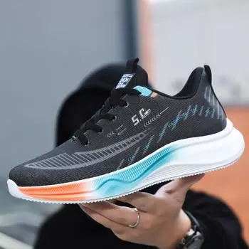 New summer student running shoes breathable lightweight soft sole fashion versatile trend men s shoes outdoor sports shoes shoes 39 чёрный