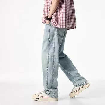 New Summer Style Men s Light Blue Jeans Heavy Trousers Grind Loose Jeans Trousers 28