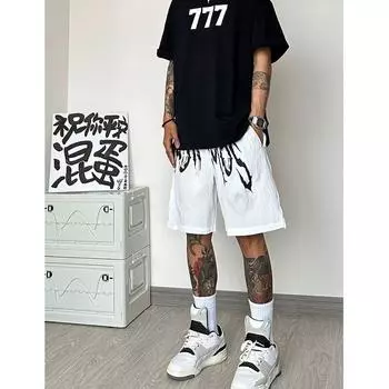 New Summer Style Men s Loose Casual 5-point Pants Men s Design Niche Versatile Shorts M чёрный