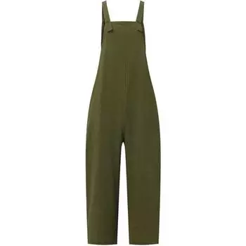 New Summer Style Solid Color Cotton Overalls Seven-point Loose Casual Overalls Jumpsuit S чёрный