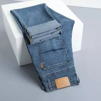 New Summer Tennis Jeans Men s Middle-aged Business High-waist Pants Loose Ice Silk Pants 29