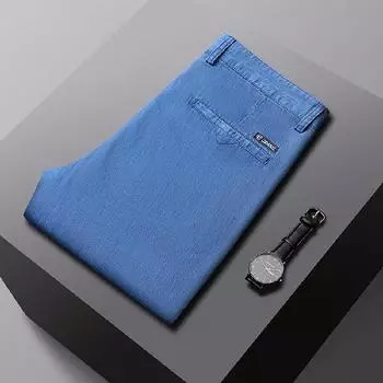 New Summer Tennis Mulberry Silk Jeans Loose Straight Casual Tennis Trousers 28