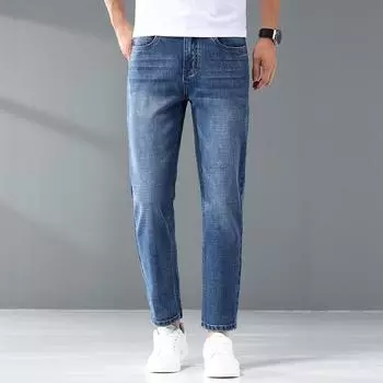 New Summer Thin Men s Fit Straight Jewel Blue Jeans 28