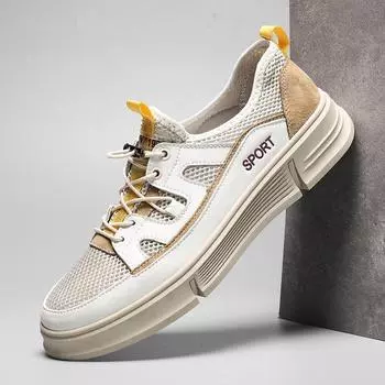 Новые летние кроссовки Tide, дышащая сетчатая обувь, мужская повседневная обувь, корейские модные кроссовки, обувь для вождения 38 песочный