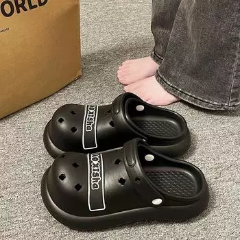 New Summer Women s Slippers 2024 Fashion Baotou EVA Women s Slippers Solid Color Hollow Daily Style Two-Wear Women s Slippers 36 белый