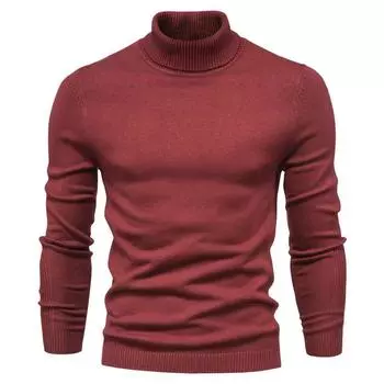 New Sweatwear Men s Half Neck Basic Solid Color Sweaters Round Neck Elastic Pullovers Warm Autumn Knitted Oversized Sweater Men XXL красный