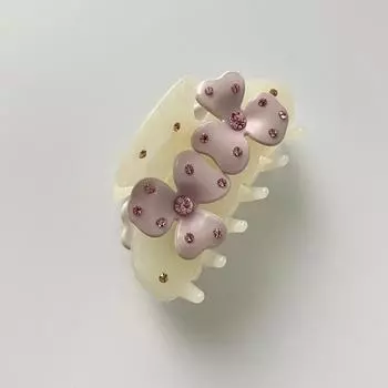 New Sweet Flower Hair Claw Rhinestones Acetate Claw Clip Cream Color Crab Hair Clips Hair Accessories for Woman Girls