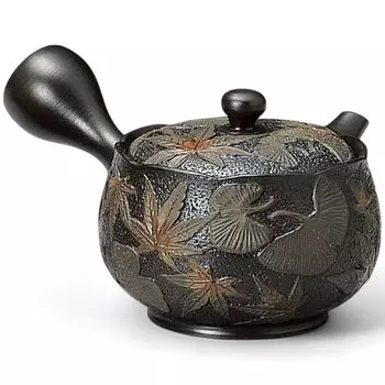 New Tea Tokoname Teapot with Tea Made in Japan J-kitchens Pot, Ware, Obi-meshi (Striped Mesh) Strainer, 270cc,