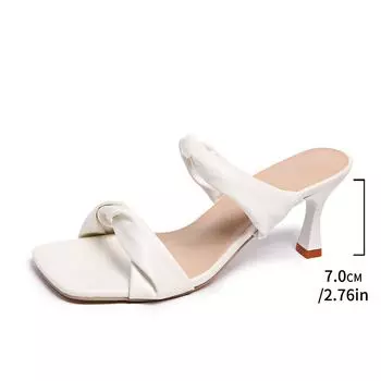 New temperament square head high heels women s outer wear 2025 summer large size foreign trade sexy cool slippers 34 34