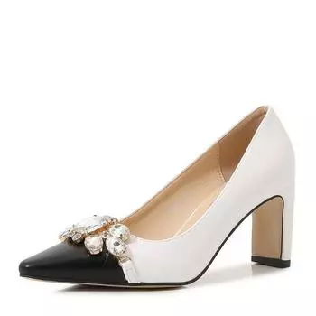 New temperament white college style Muse fan sweet spring and summer new thick heel medium heel single shoe 35