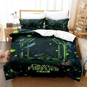 New The Light Of The Fireflies Forest Bedding Set Single Twin Full Queen King Size Bed Set Aldult Kid Bedroom Duvetcover Sets EU Single 135x200cm