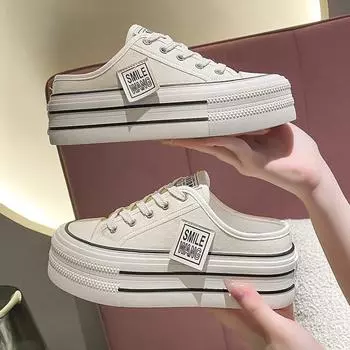 New Thick Slippers Fashion Casual Women Sandals Canvas Bottom Heightening Shoes Brand Female Indoor Women Chunky Sneaker 35 чёрный