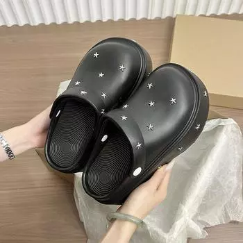 New thick-soled bag head cool slippers for women to wear summer fashion eva heightening hole shoes 36-37