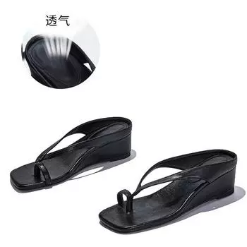 New thick-soled flip-flops 2025 summer broken heel wear foreign-style beach slippers fashionable and advanced sense of going out sandals 35