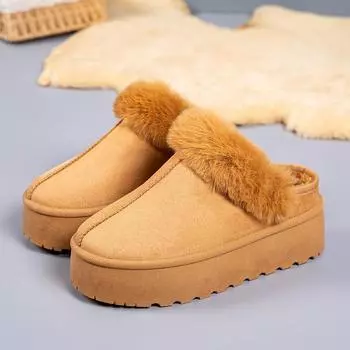 New thick-soled heightening snow cotton slippers women s thick velvet warm and versatile non-slip cotton shoes 36