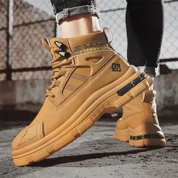 New thick-soled Martin boots men s high-top trendy British style short boots medium-top tooling boots men s outdoor boots 39