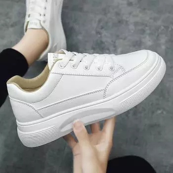 Новые туфли белого цвета на толстой подошве. Модные женские туфли на осень. Кроссовки повседневного носка. Удобные легкие женские туфли. 35 белый