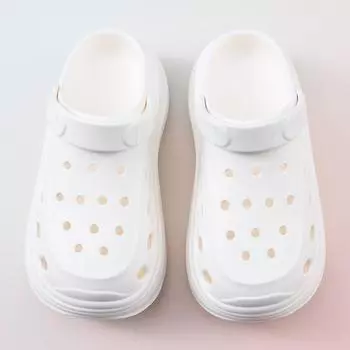 New thickened bottom hole shoes home non-slip outer hole shoes EVA slippers women s high-heeled hole shoes 35-36 белый