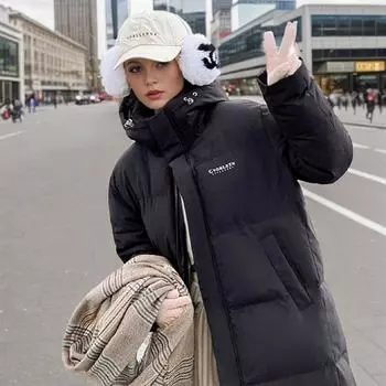 New Thickened Bread Clothing Down Padded Clothes Women s Loose Padded Clothes Long Autumn and Winter Padded Jacket M хаки