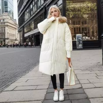 New thickened cotton clothes women s clothing medium and long models, South Korea Dongdaemun loose warm thickened outside, temperament pass L