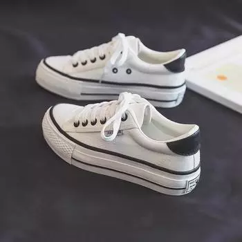 Новые холщовые женские туфли на толстой подошве, повседневные туфли с низким верхом, модные, удобные, вулканизированные туфли, туфли на плоской подошве, теннисные туфли для пар, легкая спортивная обувь 35 белый