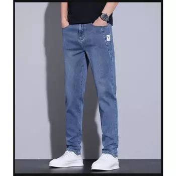 New Thin Men s Jeans Summer Versatile Loose Casual Men s Pants Small Straight 27 синий