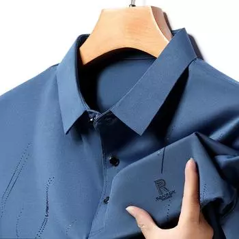 Новая тонкая футболка с короткими рукавами для мужчин среднего возраста, летняя мужская футболка с лацканами для папы, рубашка-поло для мужчин M синий