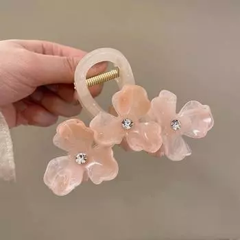 New Three Petal Flower Hair Clip Women Elegant Non-Slip Ponytail Clip Simple Versatile Bow Shark Clip Headdress Hair Accessories