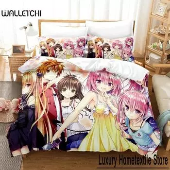 New To Love Ru Bedding Set Cartoon Anime two&three-piece set Adult Kid Bedroom Duvet cover Sets 3D Print Kawaii Anime Girls 70x133cm 2pcs