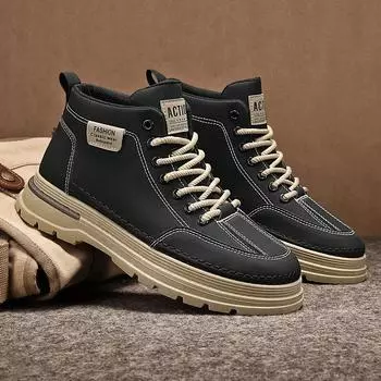 Новые рабочие ботинки для мужчин, рабочие ботинки, мужская обувь, базовая ретро-повседневная мужская модная обувь для пустыни, высокое качество, основной толчок 39 чёрный